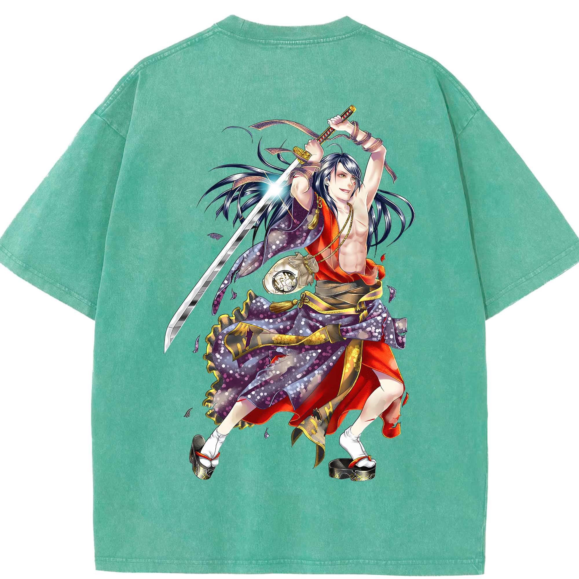 （画像用） 刀剣乱舞 Touken Ranbu 綿100% ヴィンテージ風 半袖Tシャツ（背面プリント）